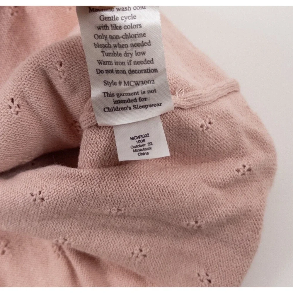 Miniclasix Knit Dress‎ Set Kids 3M Pink Pointelle Ruffle Bows